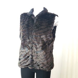 Sport Haley reversible faux fur vest brown black zebra medium